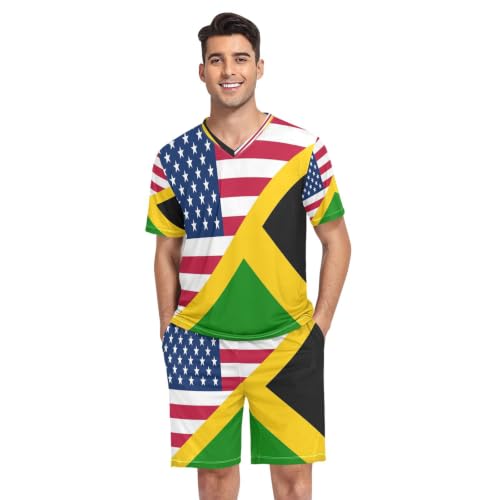 Camisa de pijama para hombre de manga corta ligera ropa de dormir Estados Unidos Jamaica
