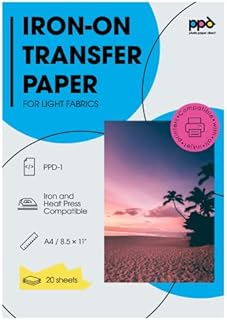 PPD Inkjet Premium Iron-On White and Light Colored T Shirt Transfers Paper LTR 8.5x11” Pack of 20 Sheets (PPD001-20)