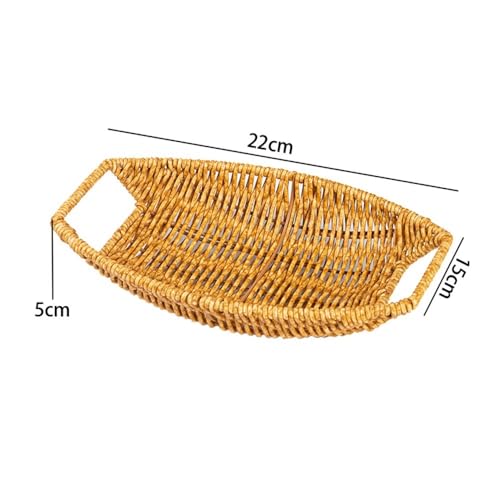 Cesta de frutas tejida a mano pequeña con asas recortadas para mesa 3