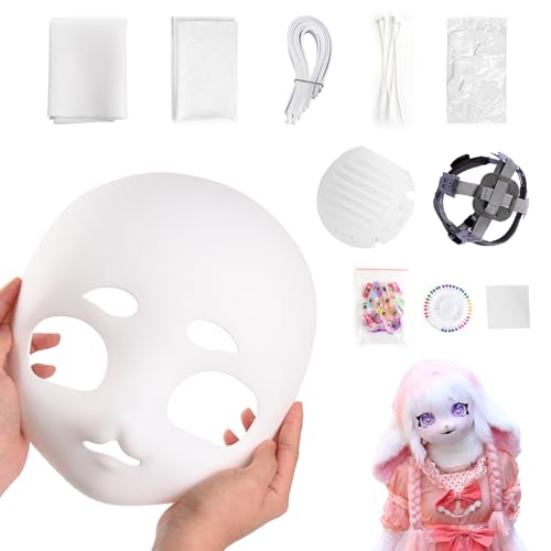 KoGing Kig Head Fursuit Head Material Package Kit, Fursuit Mask Material Bag Set Kigurumi Mask Anime Supplies (With Base Skull)