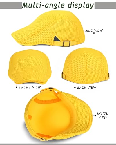 Image of Chuarry 8 Pack Men's Mesh Flat Cap Breathable Summer Newsboy Hat Cabbie Driving Hats for Men