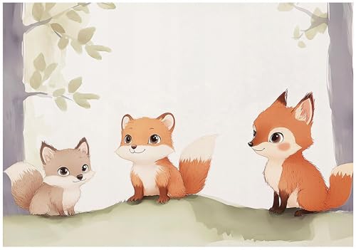 WallArena - Papel pintado en textil no tejido para habitación infantil 350x250 cm bosque animales - Fototapetas y papeles pintados para niños niñas y niños - Papel pintado para niños - Papel pintado