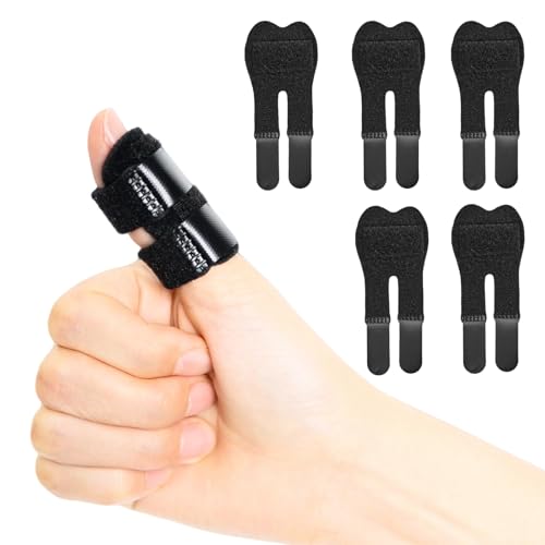 JKcare 5 PCS Trigger Thumb Splints, Finger Knuckle Immobilization with Aluminium Padded, Finger Brace Support Stabilizer for Broken, Sprains, Injuries, for Thumb Index Middle and Ring Fingers.