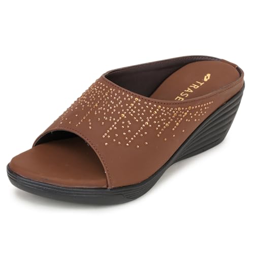 Image of TRASE Wedges Heels for Women Office Wear | Comfortable Sandals for Women with Soft Sole | Stylish Ladies Formal Casual Slip On Footwear