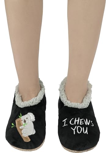 Image of BenSorts Fuzzy Slipper Socks for Women Funny House Slippers with Grips | Warm Cozy Cute Socks Non Slip Gifts Thick Stocking Stuffers Christmas