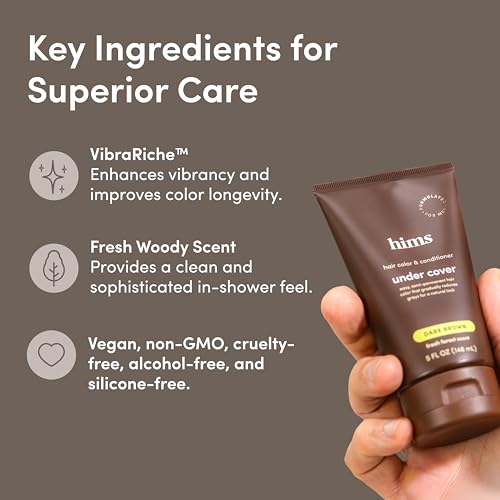 hims Under Cover Color & Conditioner for Men, Dark Brown - Hair Color Conditioner for Gray Hair Coverage - Semi Permanent, Moisturizes, Blends Grays - Fresh Forest Scent - 5 fl oz - Thumbnail 3