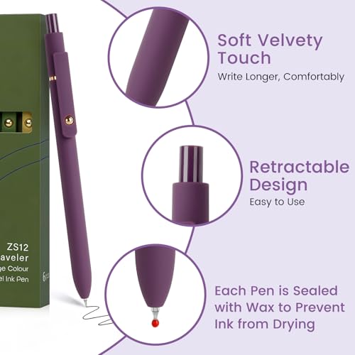 Image of FIOVER Gel Pens 6pcs 0.7mm Fine Point Black Ink Quick Dry Pens