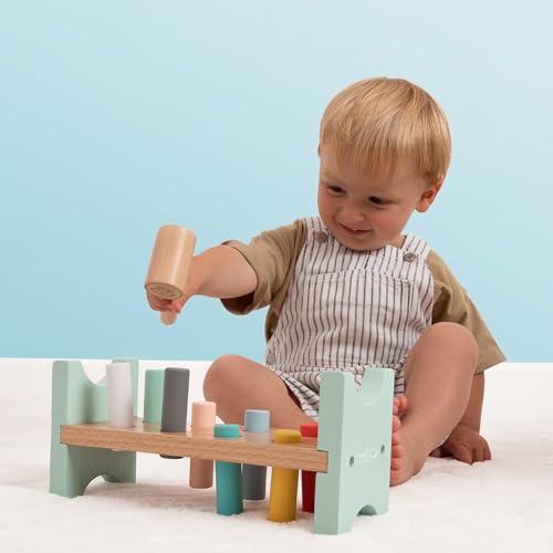 Owl & Fox Wooden Hammer Bench, Pretend and Play Pounding Bench with Hammer and Pegs - Image 4