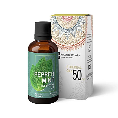 Image of Heilen Biopharm Food Grade Edible Peppermint Essential Oil - 50 mL Bottle Pack of 1, For Skin & Hair Care, Insect Repellent, Aromatheraphy (Mentha Piperita)