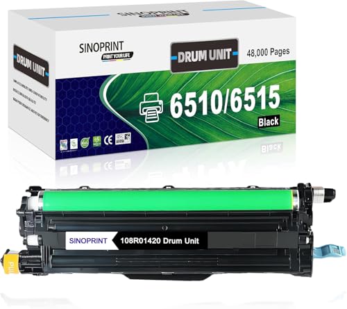 Compatible  Black Drum Unit(108R01420) Replacement for Xerox Phaser 6510DNM 6510DN 6510DNI 6510N WorkCentre 6515DNI 6515DNM 6515DN 6515N Printer (Black,1-Pack) - SINOPRINT 6510 6515