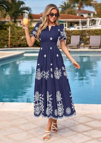 Image of PRETTYGARDEN Womens Summer Dresses Floral Maxi Boho Spring Long Dress