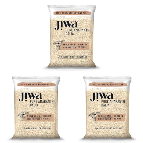 Image of Jiwa Pure Amaranth Dalia | 500 G | Cooks In 15 Minutes | Millet | Broken Rajgira /Amaranth Daliya | Gluten Free (Pack of 3)