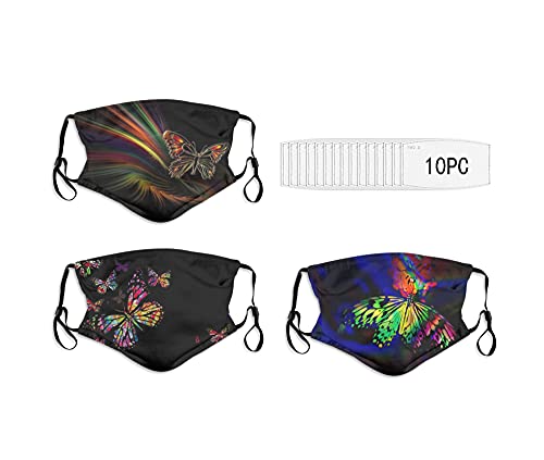 3PcsÂ FaceÂ MasksÂ withÂ 10Â FiltersÂ WashableÂ ReusableÂ WindproofÂ DustproofÂ MouthÂ CoverÂ AdjustableÂ ClothÂ BalaclavaÂ BlackÂ Butterfly