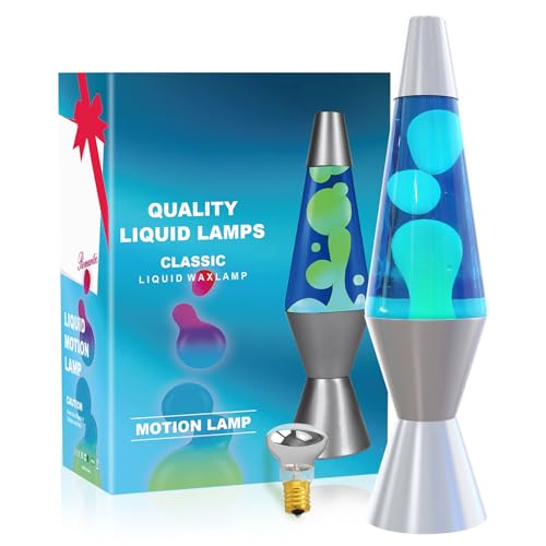 AONESY Lampe à Lave 37cm eau bleu clair cire blanche Lampe à Lave Enfants Veilleuse Lumière colorée Cadeau pour Noël Anniversaire