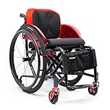 Pediatric Wheelchair for Children, Lightweight Self-Propelled Wheelchairs for Cerebral Palsy Kids,Sports Wheelchair, Foldable Transport Chair with Swing-Away Footrest(Seat width 34cm/13.4in,Red)
