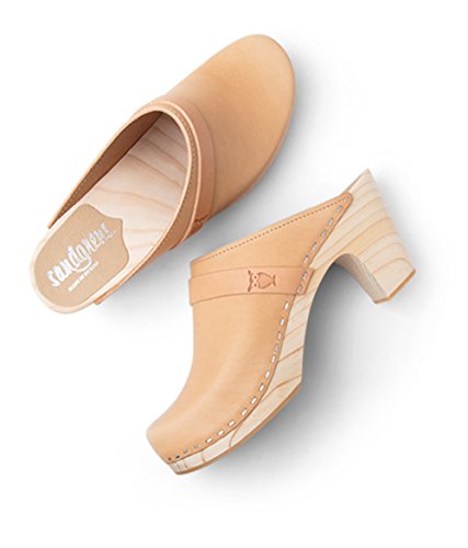 Sandgrens Swedish Clog Mules High Rise Wooden Heel For Women, Us 8-8.5 | Maya Nude Veg, Eu 39 #TOP2