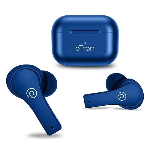 PTron Bassbuds Tango ENC Bluetooth Truly Wireless in Ear Earbuds with mic, Movie Mode, 40Hrs Playtime, Bluetooth Headphones 5.1, Deep Bass, Touch Control TWS Earbuds & Type-C Fast Charging (Blue)