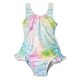 Flap Happy Baby Girls UPF 50+ Delaney ヒップフリル水着, ハイビスカスブルーム, 6 Years