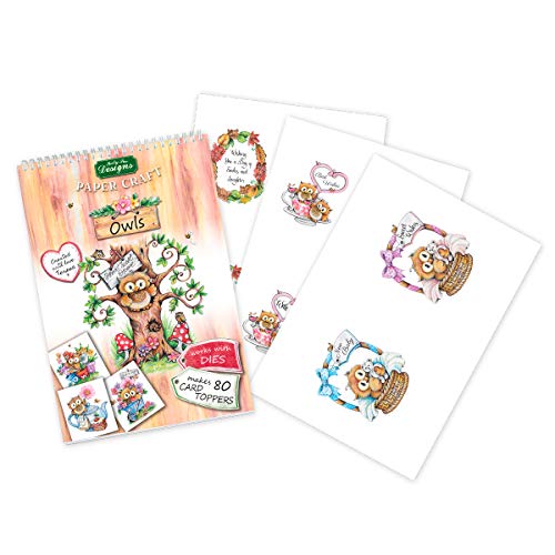 Katy Sue Owls Paper Craft Pad for Card Making & Scrapbooking. Contains 40 Sheets of Card Toppers, Designs, and Sentiments All with an Owl-Theme. Designs are Not Die-Cut Nor Pre-Cut. - Thumbnail 2