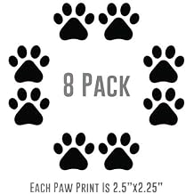 Dog Paw Prints Vinyl Sticker Decal 8 - Pack for Car SUV Truck Window Bumper Dog Bowl/House Tumbler Cup Food Container