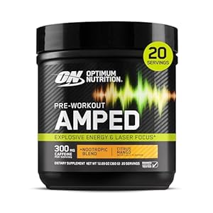 Optimum Nutrition Amped Pre-Workout, with Citrulline, Beta-Alanine, Nootropics and 300mg of Caffeine for Energy, Citrus Mango, 20 Servings (Packaging May Vary)