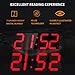 Goetland 17-3/5 inches Jumbo Wall Clock LED Digital Multi Functional Remote Control Countdown Timer Temperaturer, Red Digital on Black Background