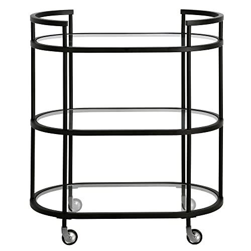 Henn&Hart 30" Wide Oval Bar Cart in Black, for Home, Living Room, Bedroom, Entertainment Room, Office by Henn&Hart - Image 3