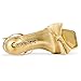 Castamere Women's Bow Knot Heeled Sandals Ankle Strap Buckle Open Square Toe Block Chunky Heels Wedding Dress Bride Fashion 1.4 Inches Heels Gold 11 M US