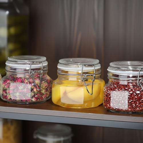 OAMCEG Airtight Clip Top Jars 500ml Set of 3 - Glass Storage Containers with Lids for Jam, Pickles, Overnight Oats, Canning, Sugar & Spices - Reusable Kitchen Organiser - Image 7