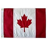 AZCOVER Canada Flag, 12x18 Inch Canadian Boat Flag Outdoor Made in USA, Embroidered Canada Flags with 2 Brass Grommets, Heavy Duty Polyester Canadian National Flags Small