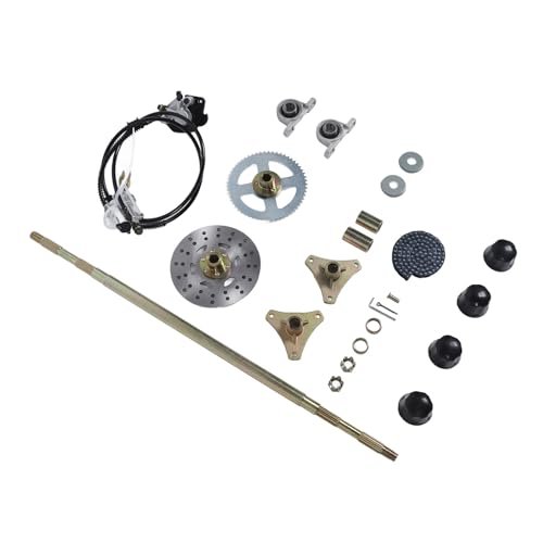 Aramox Eje Vivo Trasero Go Kart Kit de Montaje 29 Pulgadas con Piñón de Eje Cadena Pinza Disco Freno Bujes Rueda Repuesto para Quads