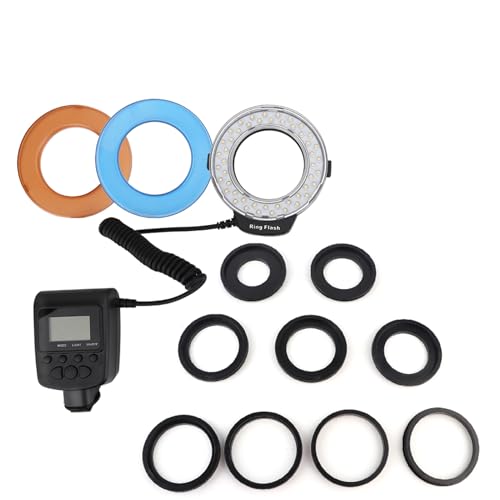Flash annulaire 48 LED macro et 9 bagues d'adaptation pour reflex Fuji
