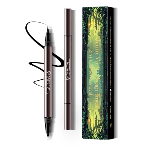 Charm Vary Waterproof Liquid Eyeliner Pencil with Correction Pen, 2-in-1 Black Eye Liner Pen for Older Women, Smudge Proof Gel Eyeliner Stick for Waterline & Winged Look