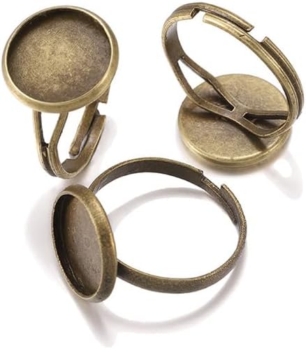 10pcs Adjustable Ring Bases for Jewelry Creation Round Pad Ring Tray Bezel Tray-A03