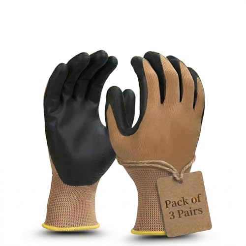 Image of Multipurpose Nylon Anti Cut PU Nitrile Coating Work Safety Gloves Brown Pair 3