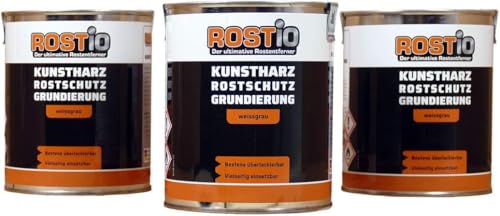 Imprimación antioxidante | Resina sintética pintura antioxidante pintura gris blanco | Protección antioxidante y protección contra la corrosión. (3x)