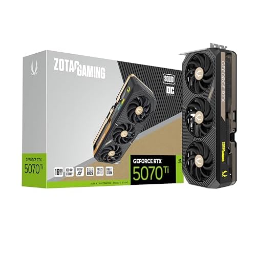 ZOTAC Gaming GeForce RTX 5070 Ti Solid OC DLSS 4 16GB GDDR7 256-bit 28 Gbps PCIE 5.0 Gaming Graphics Card, IceStorm 3.0 Advanced Cooling, Spectra 2.0 ARGB Lighting, ZT-B50710J-10P