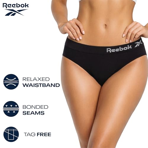 Image of Reebok Womens Bikini Underwear - 5 Pack Soft Stretch Performance Tag Free Briefs Bikini Panties Seamless Underwear for Women