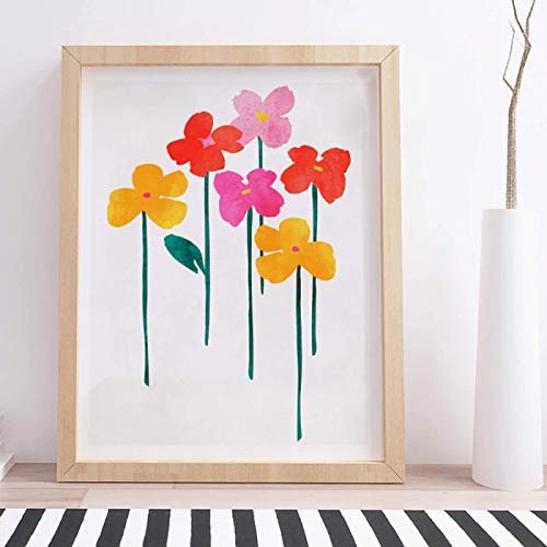 Toile fleurs heureuses impression haute définition art mural moderne