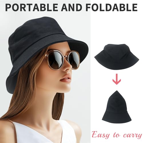 Image of NPQQUAN Bucket Hats for Men Women Packable Foldable Sun Hats for Women Beach Travel Cap