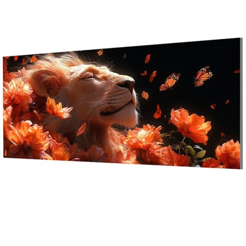 Lion Paint by Numbers for Adults Flower Paint by Numbers Canvas kits, DIY Hand Oil Painting Adult Crafts Kits with Brushes and Acrylic for Home Decor Wall Art, Gifts for Women 8x16 in (Model-0906)