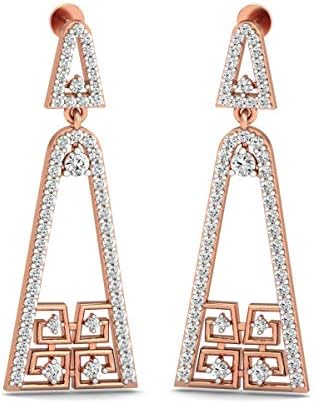1.69 Ctw Natural Diamond With 14K White/Yellow/Rose Gold Luxury Triangle Design Drop Style Earrings With VVS Certificate