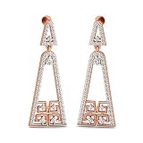 1.69 Ctw Natural Diamond With 18K White/Yellow/Rose Gold Luxury Triangle Design Drop Style Earrings