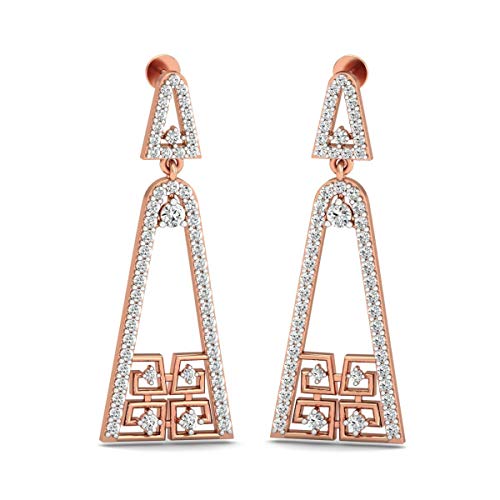 1.69 Ctw Natural Diamond With 14K White/Yellow/Rose Gold Luxury Triangle Design Drop Style Earrings With Vvs Certificate #TOP1