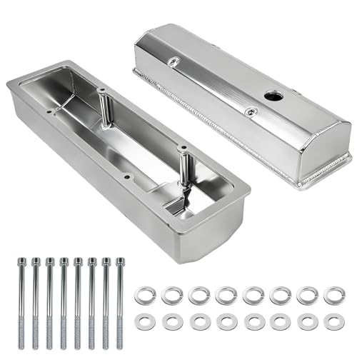 QBselecar Aluminum Valve Covers compatible with Chevy SBC 283 302 305 327 350 383 400 Engine Small Block 1958-1986 Polished Valve Covers