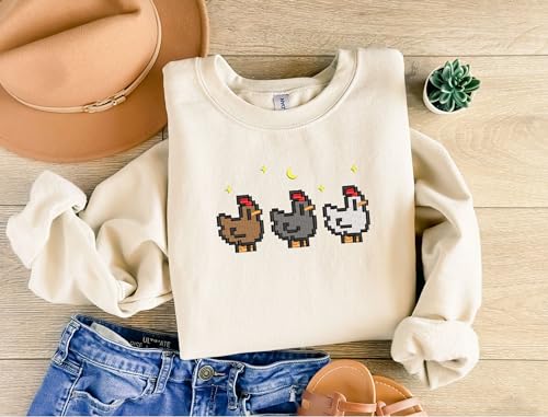 Embroidered Stardew Valley Chicken Sweatshirt, Perfect Gift for Gamers, Stand out with Gaming-inspired Fashion, Cozy & Cute Gaming Attire2
