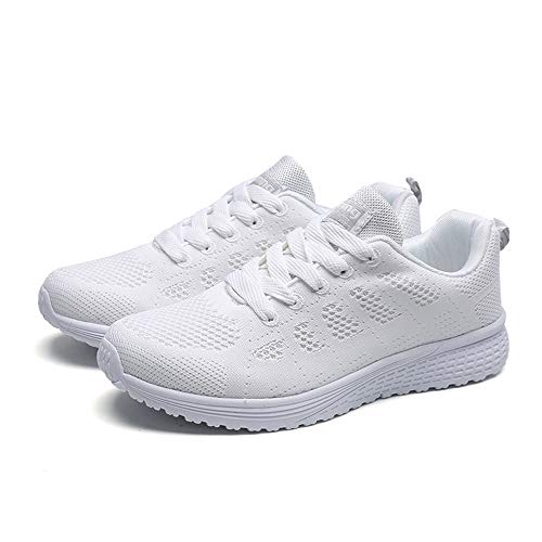 Preisvergleich Produktbild Freizeitschuhe Damen Laufschuhe Weiche Turnschuhe Atmungsaktiv Sportschuhe Loafers Laufschuhe Outdoor Schuhe Sneaker Frauen Sommer Flache Schuhe,ABsoar (38.5 EU, Weiß C)