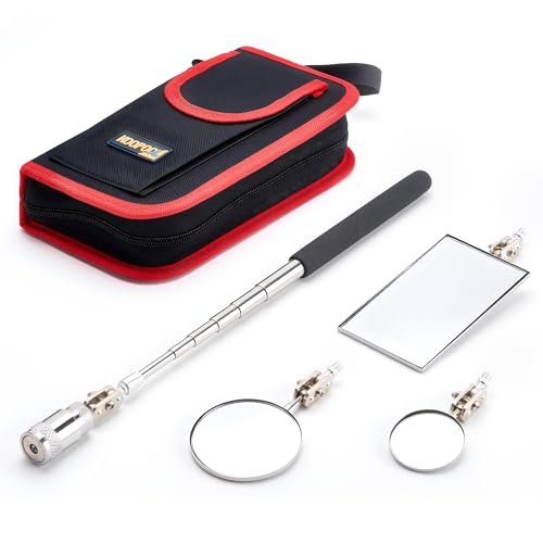 4 Pieces Telescoping Inspection Mirror Telescoping LED Lighted...