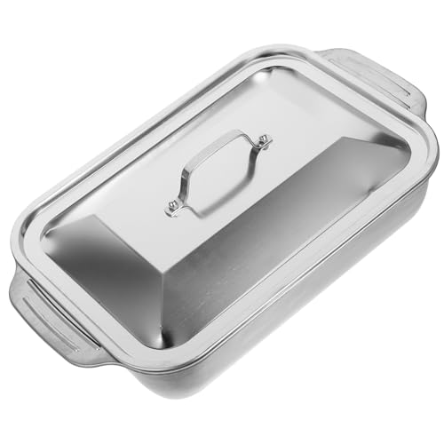 EPIGEIST Stainless Steel Rectangular Fish Roaster Pan with Lid Multipurpose Roasting Plate for Even Cooking and Easy Cleaning Suitable for Home Kitchen Restaurant and Seafood BBQ