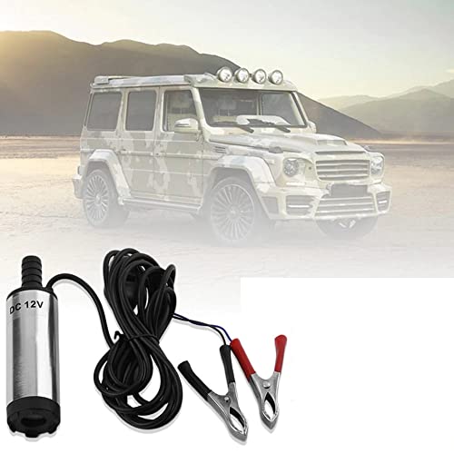 Retoo Dieselpumpe Wasserpumpe Ölpumpe 12V Auto-Kraftstoffpumpe, Edelstahl Tauchpumpe für Treibstoff Wassertransferpumpe Zigarettenanzünder Elektrische Siphon Extractor Absaugpumpe Öl 1.5m Kabel